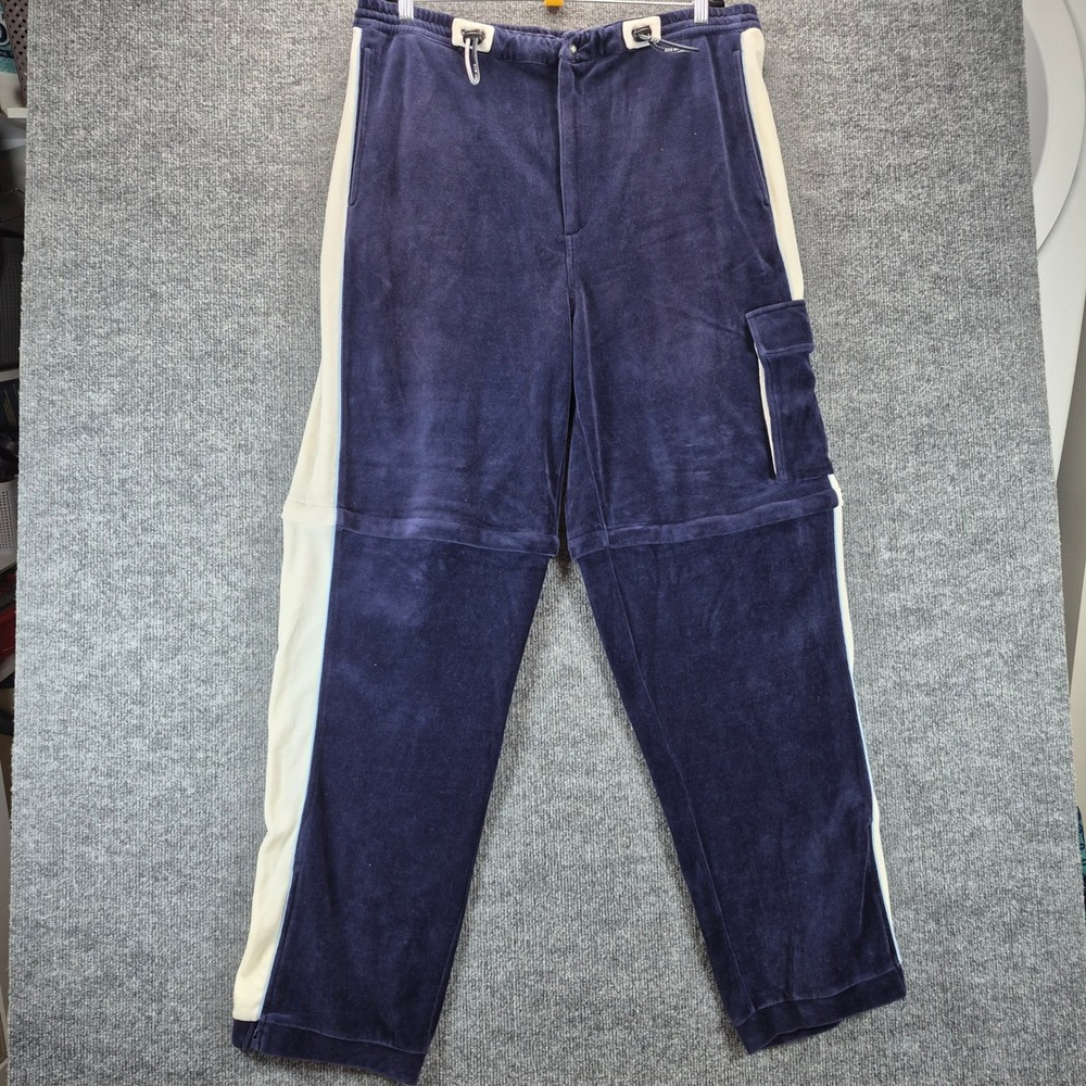 Snoop 213 Convertible Pants Velour Zip Off XL Navy Blue Mens